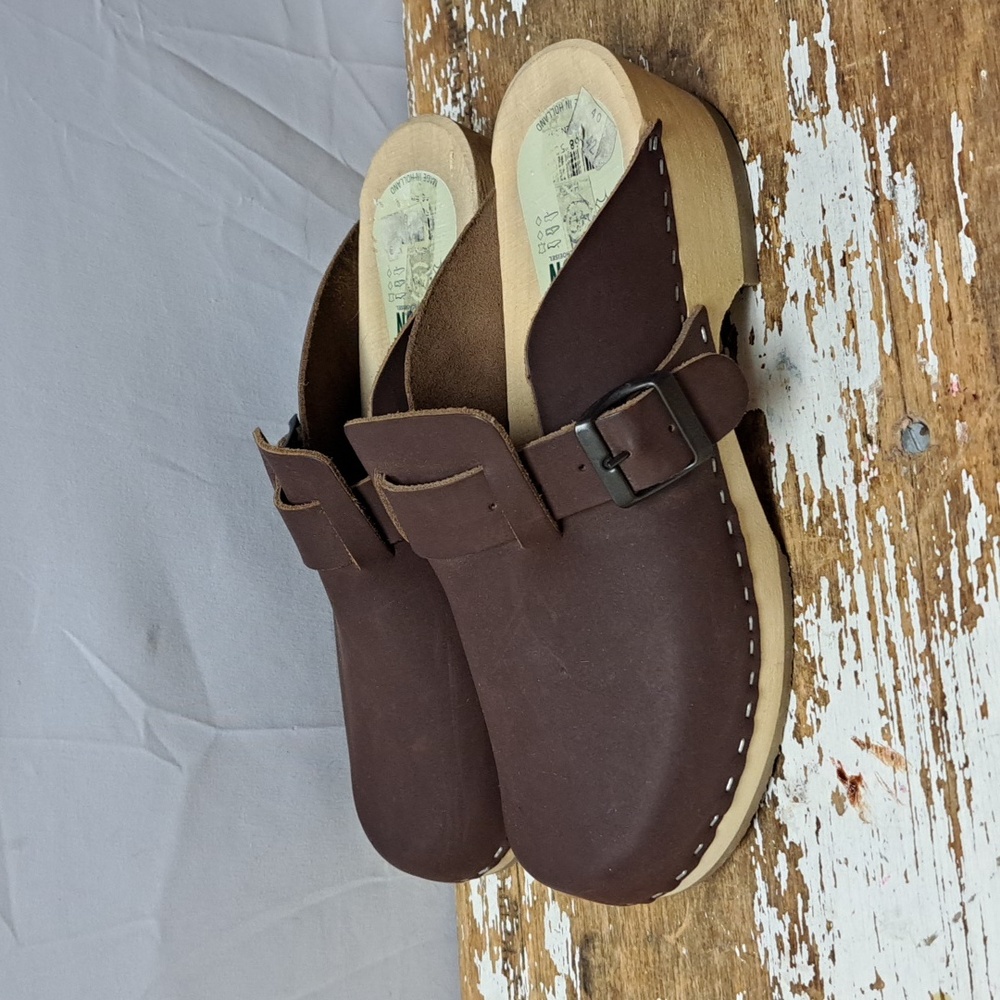 Women's Simson Leather Brown Clogs Size 9 9.5
